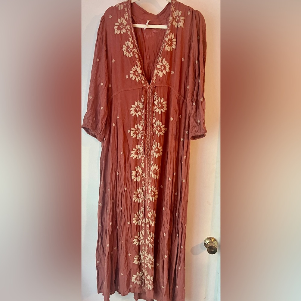 NWOT Free People Embroidered Fable Midi Dress | XL